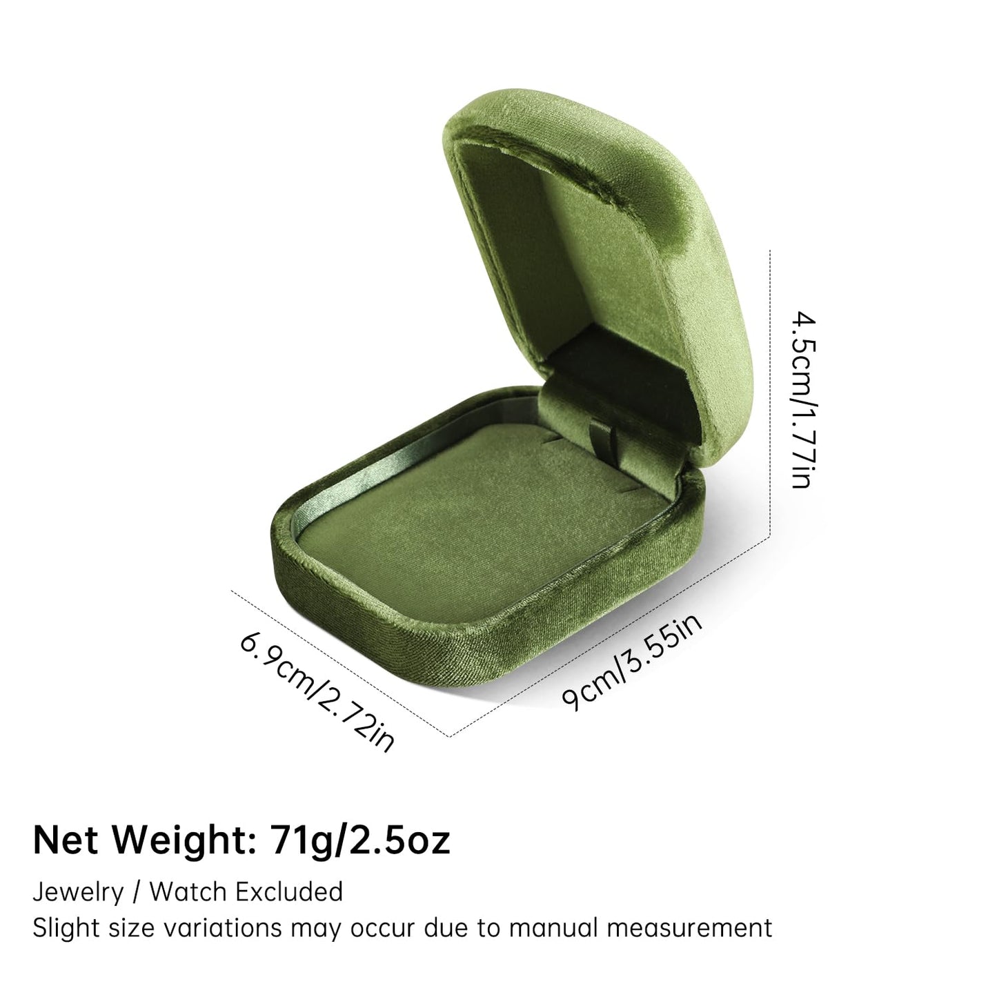 Dansmiy Resilient Velvet Necklace Display Box for Anniversary, Pendant Necklaces Packaging Boxes, Jewelry Storage Organizer Small Case for Retail Travel (Green)