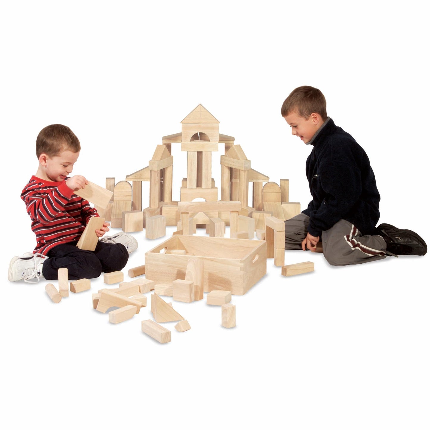 Melissa & Doug Standard Unit Solid-Wood Building Blocks with Wooden Storage Tray, 60-Piece Hardwood Sorting & Stacking Toys for Building & Balancing, Preschool Learning Toys for Kids Ages 3+