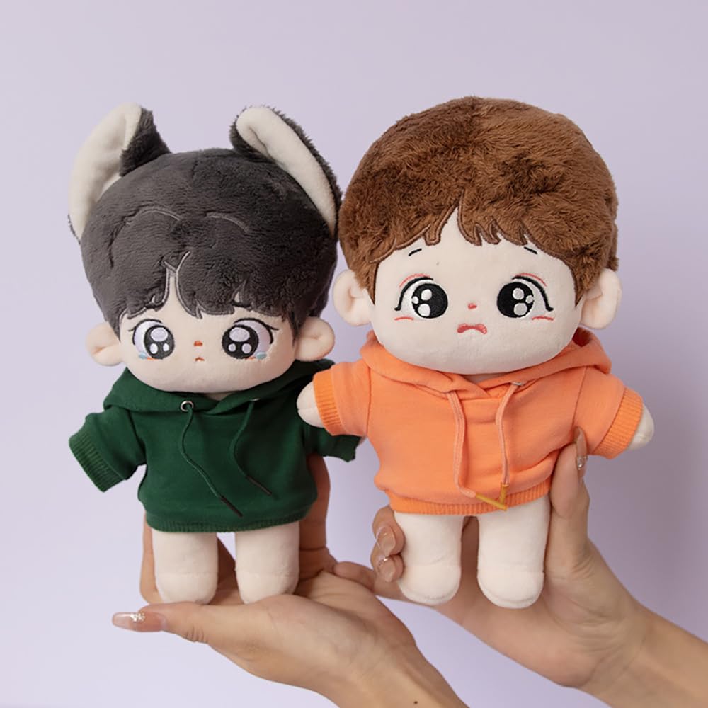 niannyyhouse 20cm Plush Doll Clothes Elastic Solid Sportswear Suits Hoodie Pants Soft Stuffed Plush Toy Dress Up Accessories (Black, 20cm)
