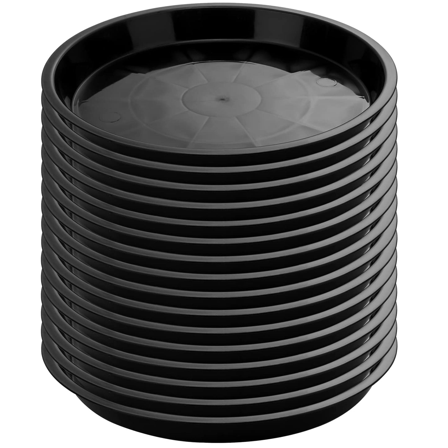 Honeydak 16 Pack 11.8 Inch Plant Saucer Plastic Plant Water Tray Plastic Saucers for Indoors Outdoors Round Pot Planter Heavy Duty Drip Trays for Garden Flower, Black