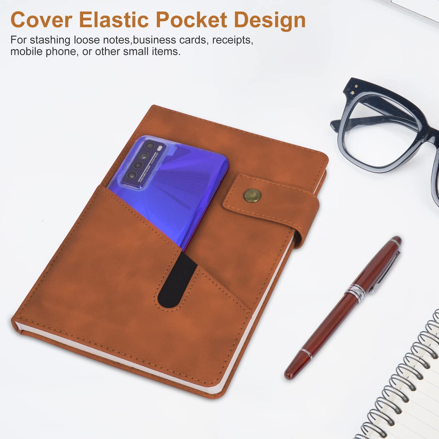 vfaejll A5 Lined Leather Journal Notebook,Hardcover Journal Set with Pen and Gift Box,100Pages 100gsm Thick Ruled Paper Daily Diary for Men Women School,Travel,Business,Work,Writing 5.9" X 8.4"
