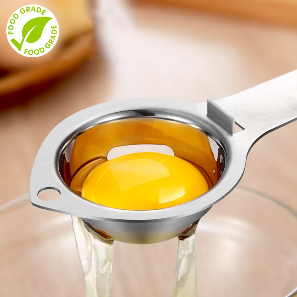 Egg Separator Food Grade Stainless Steel Egg Yolk White Separation Tool 2Pcs