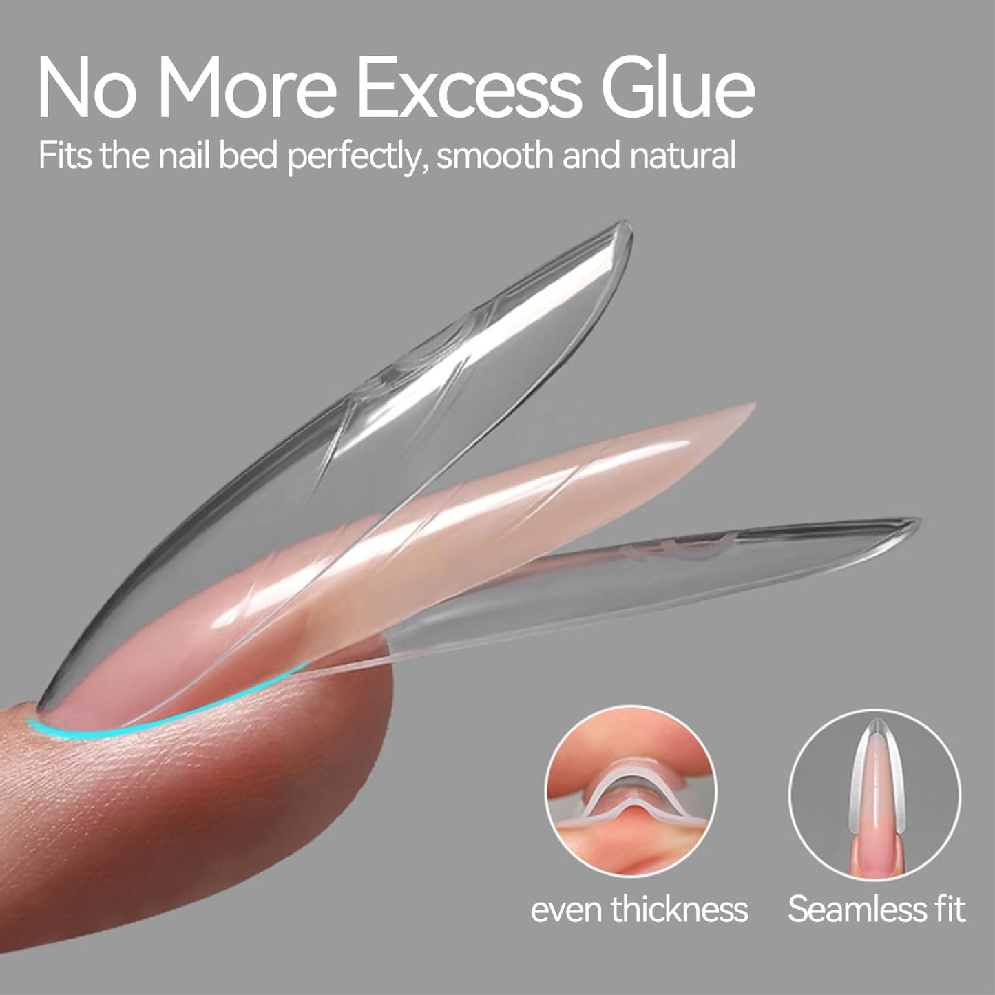 ESUOHYM 240 pcs Sandwich Dual Nail Forms Reusable Quick Nails Extension Mold for Builder Structure Poly Gel,15 Sizes Long Oval Bulider Forms with Almond Shape Guide Lines Nail Art Tools Salon Home