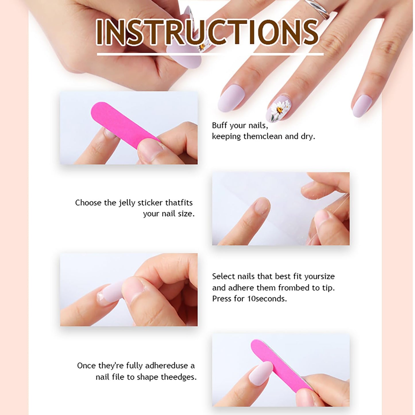 CJDLTS Press on Nails Medium Length Ballet Shaped Black Branches Pattern Design Glossy Medium Acrylic False Nail Full Cover Artificial Press Ons Stick on Nail French Glue on Nails for Women 24Pcs