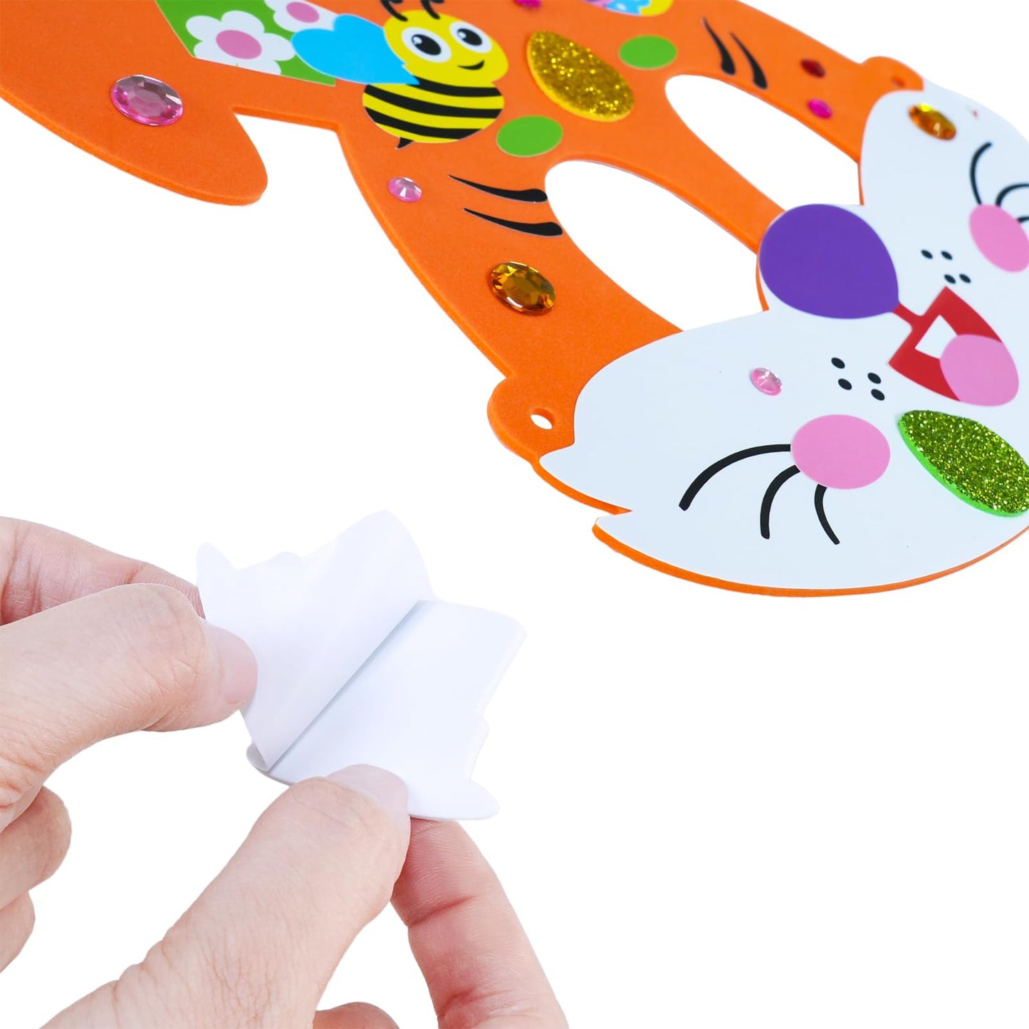 Winlyn 24 Sets Easter Bunny Masks Craft Kits DIY Foam Easter Bunny Party Mask Art Sets Bunny Face Stickers Arts and Crafts for Kids Party Favors Spring Easter Classroom Activities Art Project