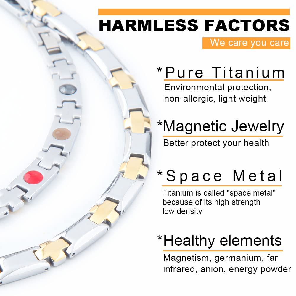 38® Titanium Magnetic Field for Pain Cross Necklace for Men Large Width Germanium Field Therapy (20(in), Siver&Gold)