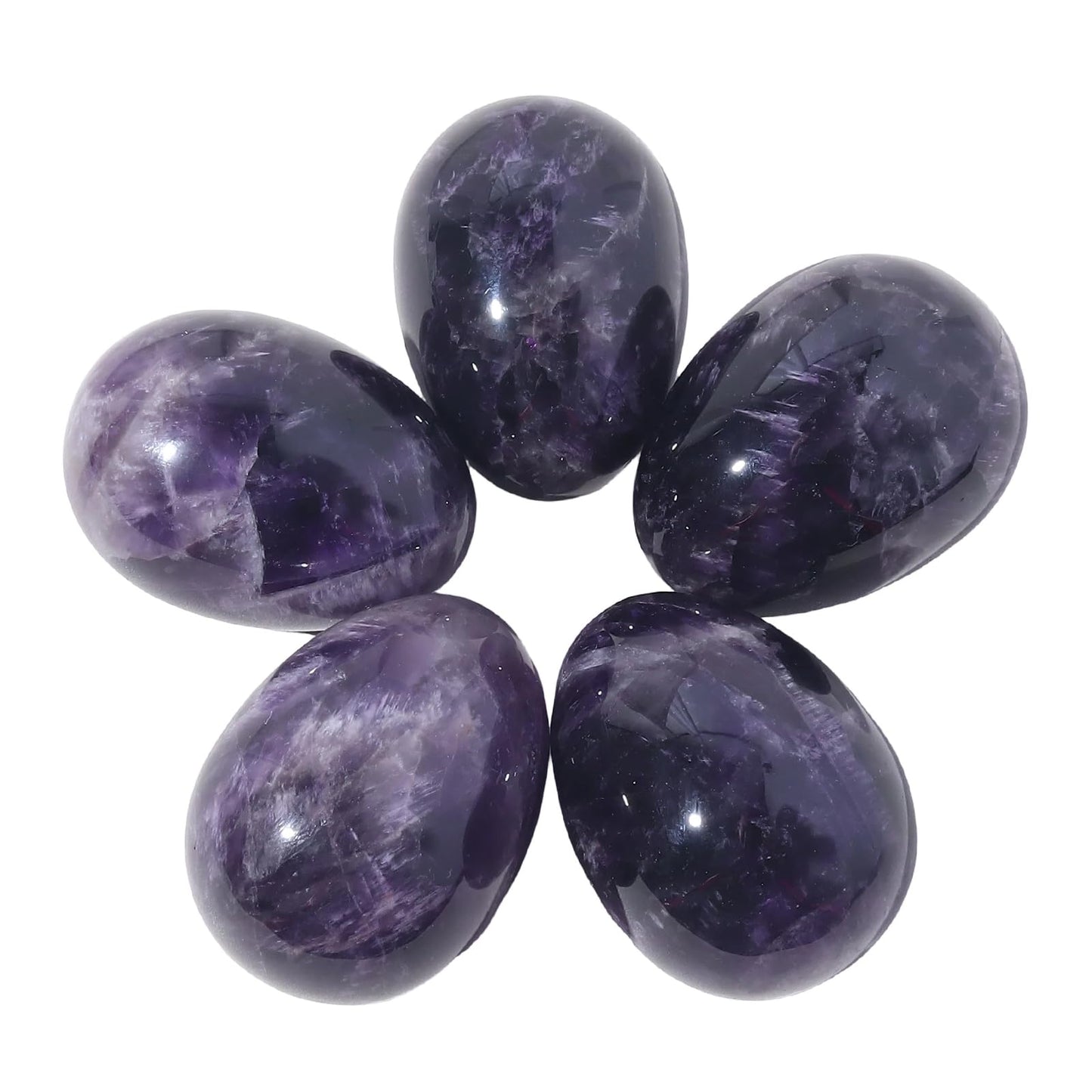 favoramulet Polished Stone Egg for Easter Day, Palm/Pocket/Worry Enegry Healing Crystal Display Sphere Figurine Fengshui, Amethyst 1.8" x 1.3"
