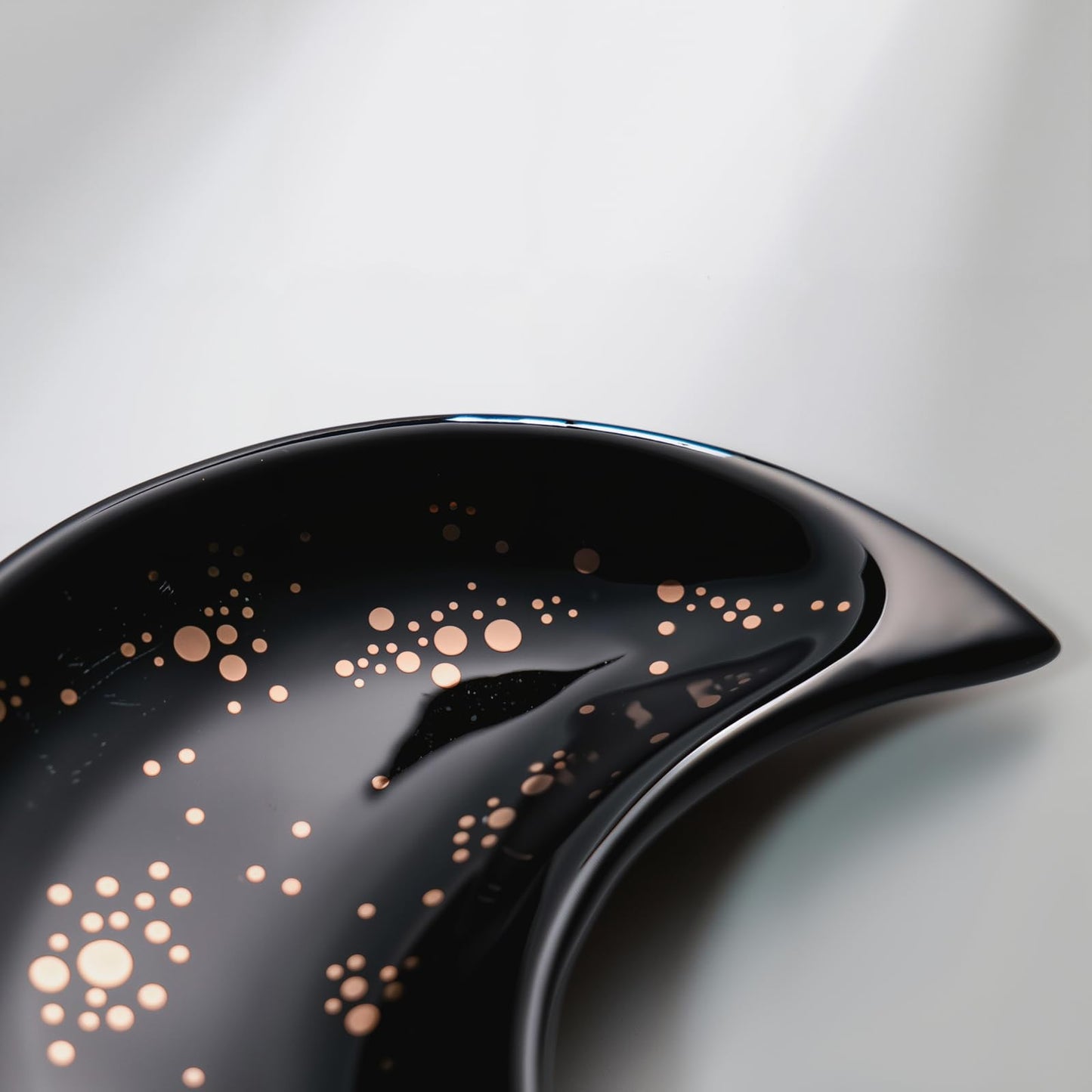 Yanluxr Black Moon Jewelry Dish, Decorative Ceramic Trinket Tray for Rings Earrings Necklaces, Birthday Christmas Gift for Women