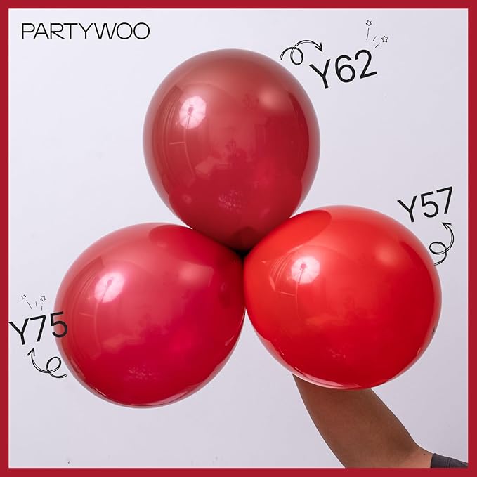 PartyWoo Burgundy Balloons 85 pcs Different Sizes of 18 12 10 5 Inch Dark Chestnut Red Maroon Balloon Arch Kit Garland for Birthday Graduation Anniversary Cherry Casino Party Decorations Red-Y62