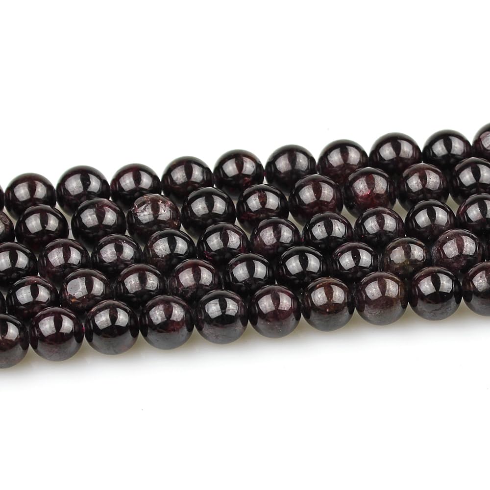 MJDCB Natural Stone Beads Garnet Round Loose Beads for Jewelry Making DIY Bracelet Necklace (6mm)