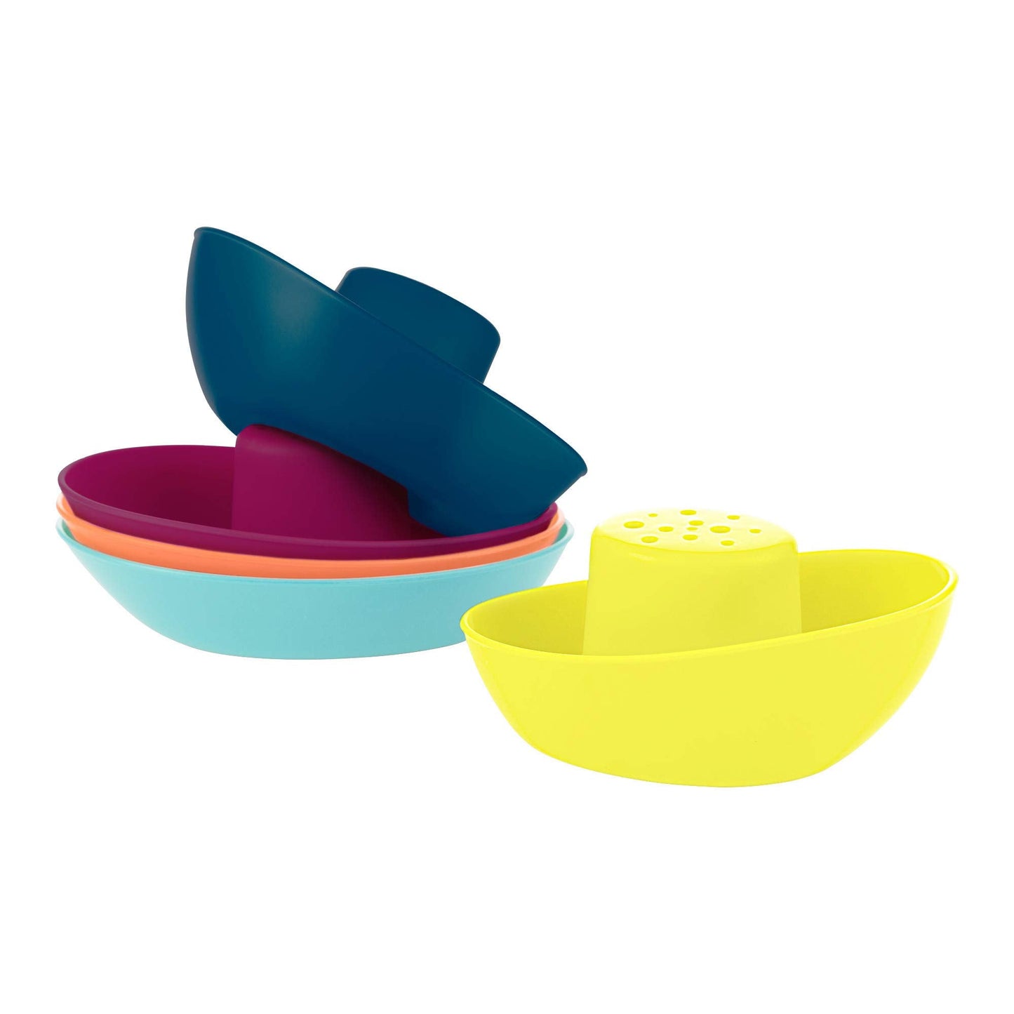 Boon Fleet Toddler Bath Tub Water Stacking Boat Toy Set for Kids Aged 9 Months and Up, Multicolor (Pack of 10)