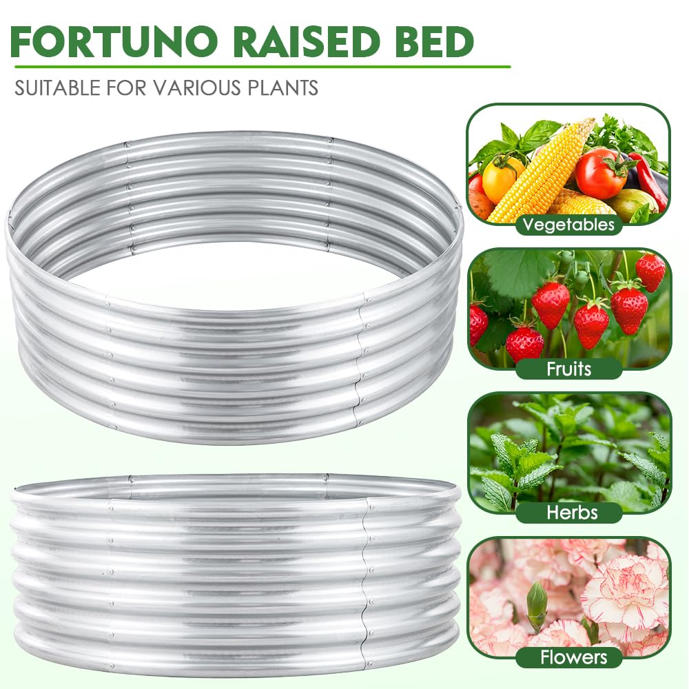 2Pcs 3X3X1.5 Ft Round Galvanized Raised Garden Bed Kit, Silver Outdoor Planter Garden Bed, Metal Raised Box for Fruits, Vegetables and Herb, Fire Pit Rings