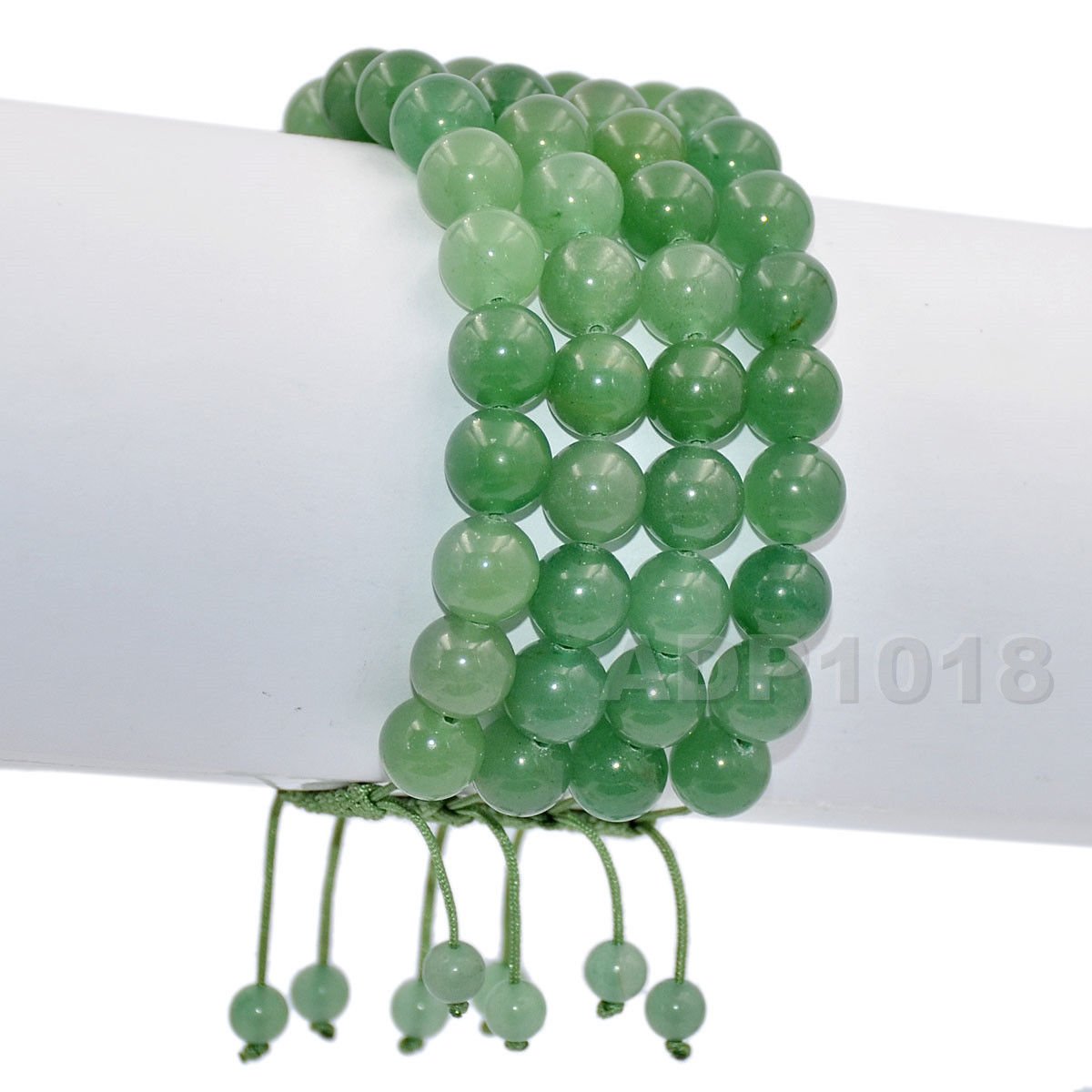 AD Beads Natural 8mm Gemstone Bracelets Healing Power Crystal Macrame Adjustable 7-9 Inch (Green Aventurine)