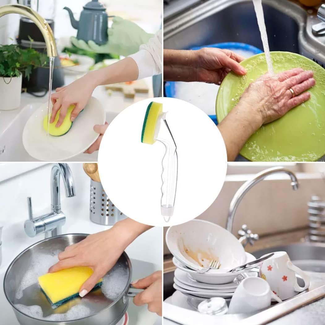 Dish Wand Sponge Refills, Dish Sponge with Handle, Dishwand Refills, Non Scratch Dish Wand Refill Replacement Pack, Dish Scrubber with Handle Kitchen Dishwand Pads with Soap Dispenser for Cleaning