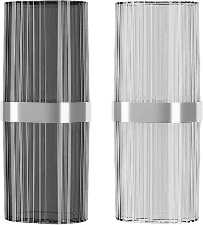 Travel Toothbrush Cup Case, Toothbrush Travel Container Portable Travel Toothbrush Holder Toothpaste Storage for School Camping Business Trip Bathroom (White,Grey)