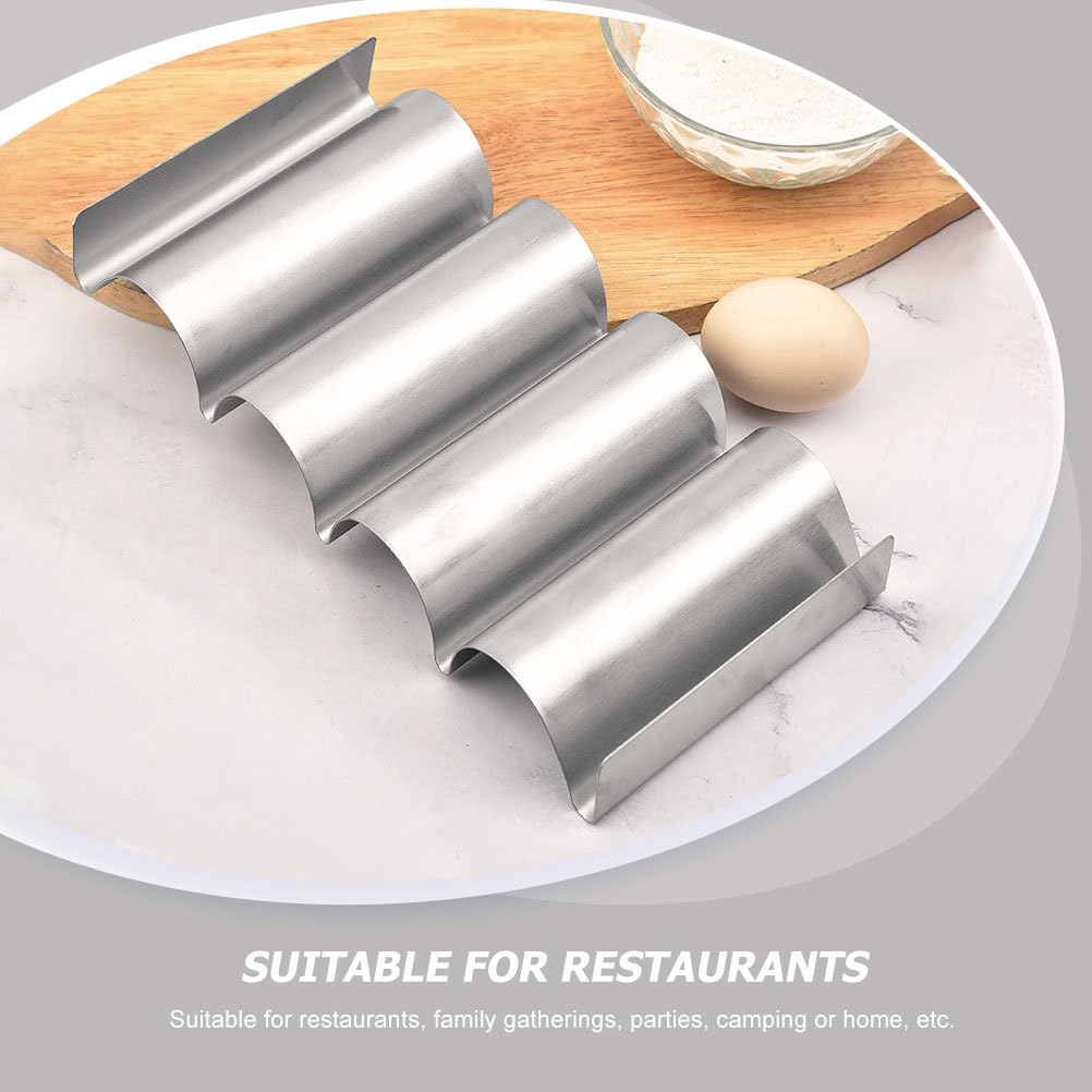 DEARMAMY Stainless Taco Holder Multi-Slot Taco Stand 9.84 Inch Compact Rack for Tacos Pancakes Hot Dogs Serving Home Restaurant Use
