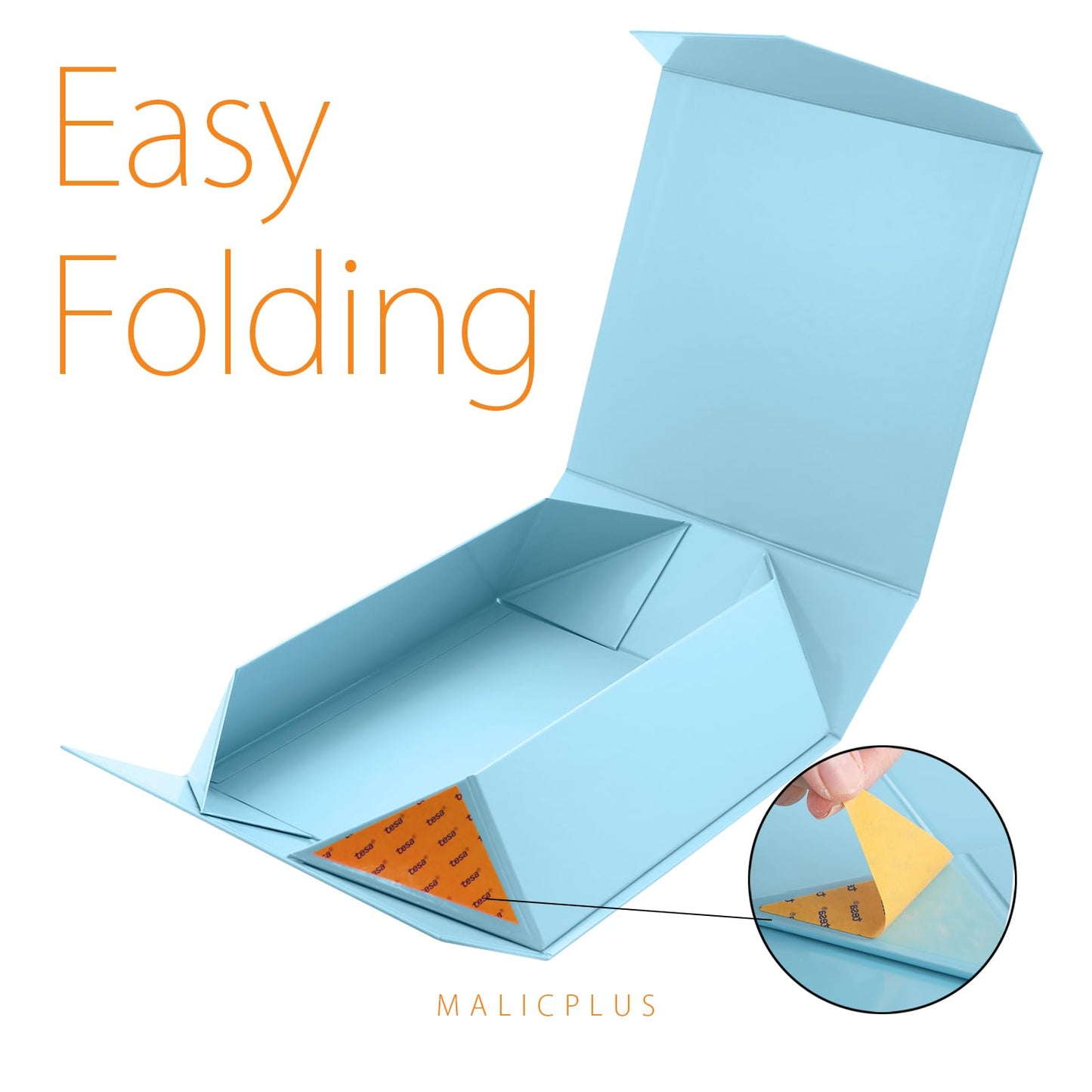 MALICPLUS 6 Gift Boxes with Lids 9x9x3.4 Inches, Light Blue Bridesmaids Proposal Boxes with Magnetic Closure for All Occasion (Glossy Blue)
