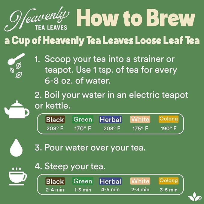 Heavenly Tea Leaves Organic Earl Grey, Loose Leaf Black Tea, 4 Oz. (Approx. 50 Cups) - Strong, Full Bodied, Brisk, Great For Hot Or Iced Tea, Naturally Caffeinated, Premium Quality