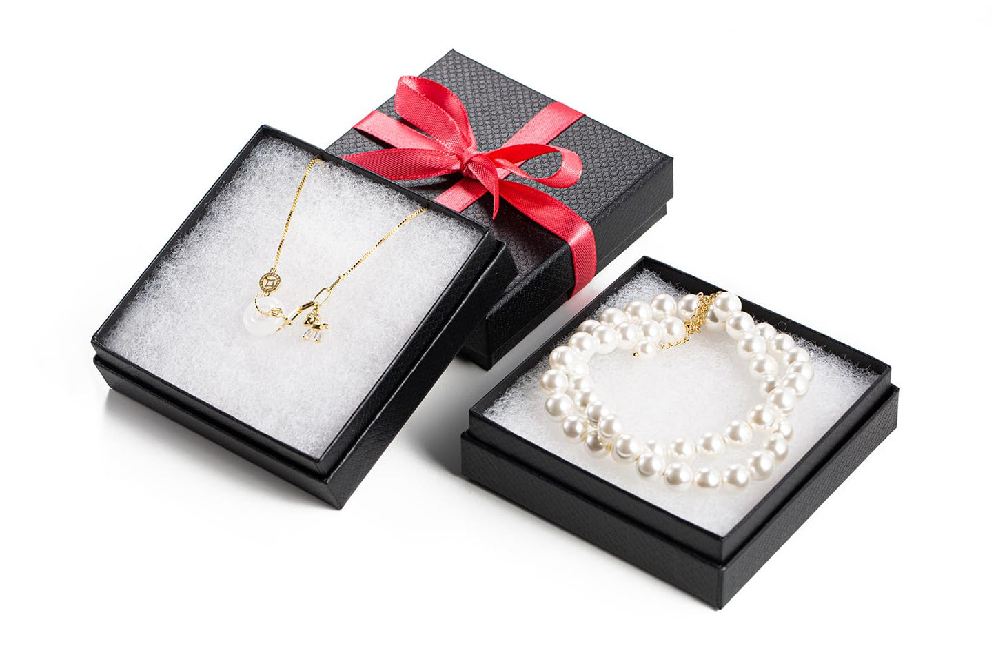 Magicool 20 Pack 3.5x3.5x1 Inch Cardboard Jewelry Boxes,Used for Necklaces,Bracelets,Earrings,Jewelry,Small Gift Packaging,Jewelry Gift Boxes with Lids and Filled with Cotton(Black)