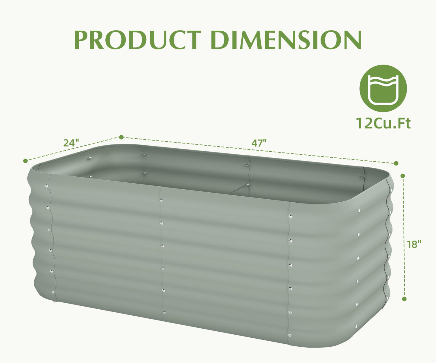 Galvanized Raised Garden Bed, Outdoor Planter Bed, Metal Planter Box for Gardening and Planting,4x2x1.5ft, Light Green