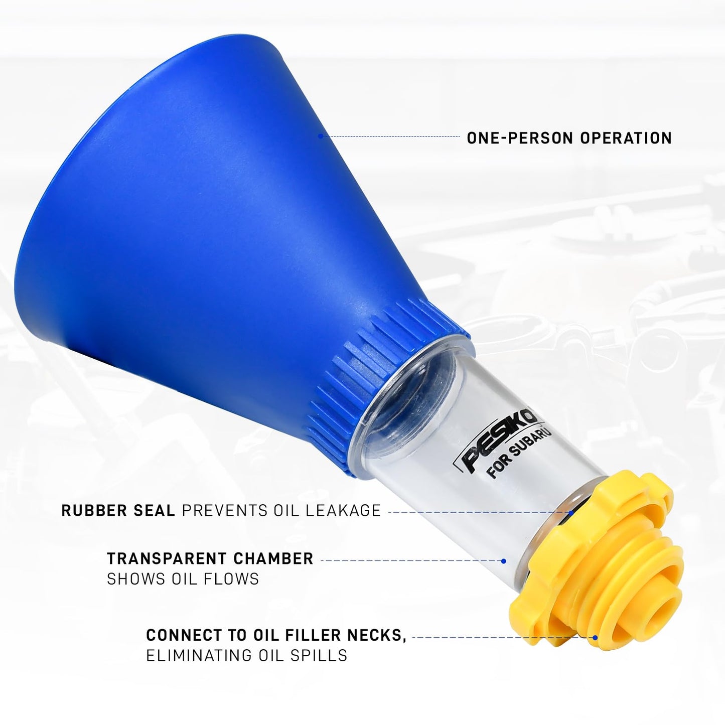 PESIKO Engine Oil Funnel Spill-Free Hands-Free Compatible with Subaru Vehicle for Fast & Easy Oil Change