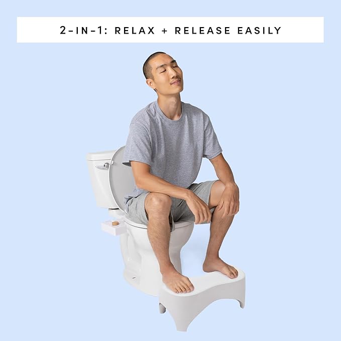 TUSHY New Ottoman Go Toilet Stool - White 7” Inch Tall | Anti Slip Step for Bathroom | Squat and Poop Stool | Modern Sleek for Adult and Kids