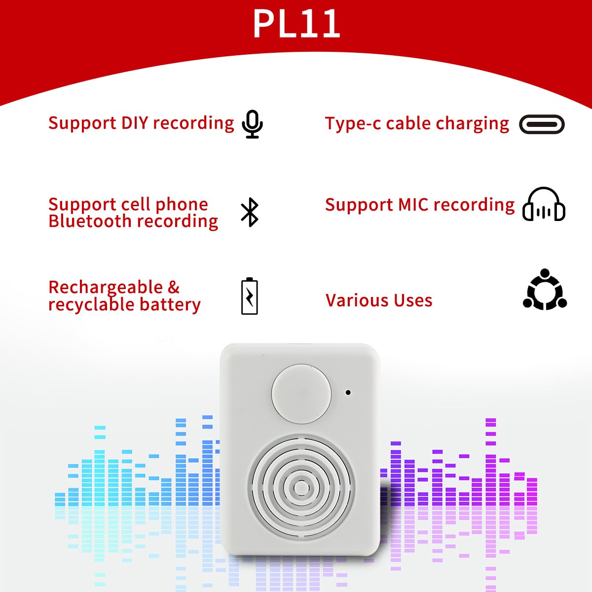 Voice Recorder Box, Support Bluetooth & MIC Recording Audio Box,16MB Sound Module with Speaker,16 Min Easy Sound Voice Box for Personalized Greetings, DIY Projects, Holiday Crafts ect-White.