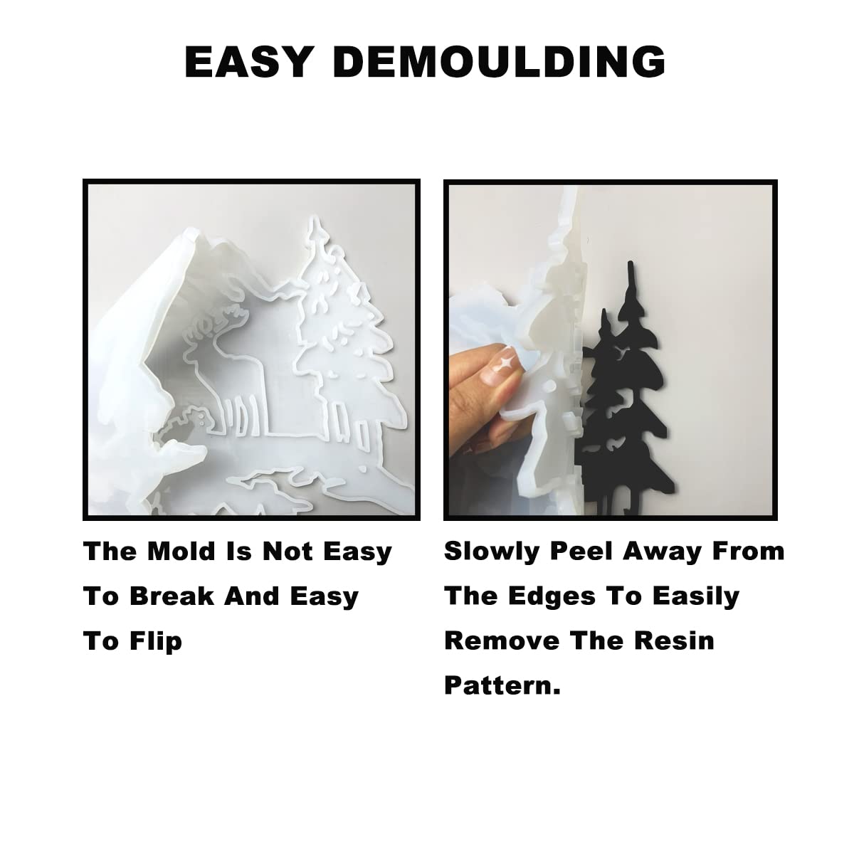 Deers' Family Wall Decor Resin Mold, Deer Wall Art Silicone Mold for Epoxy Resin Casting,Wall Mount Decor DIY Animal Resin Casting Craft