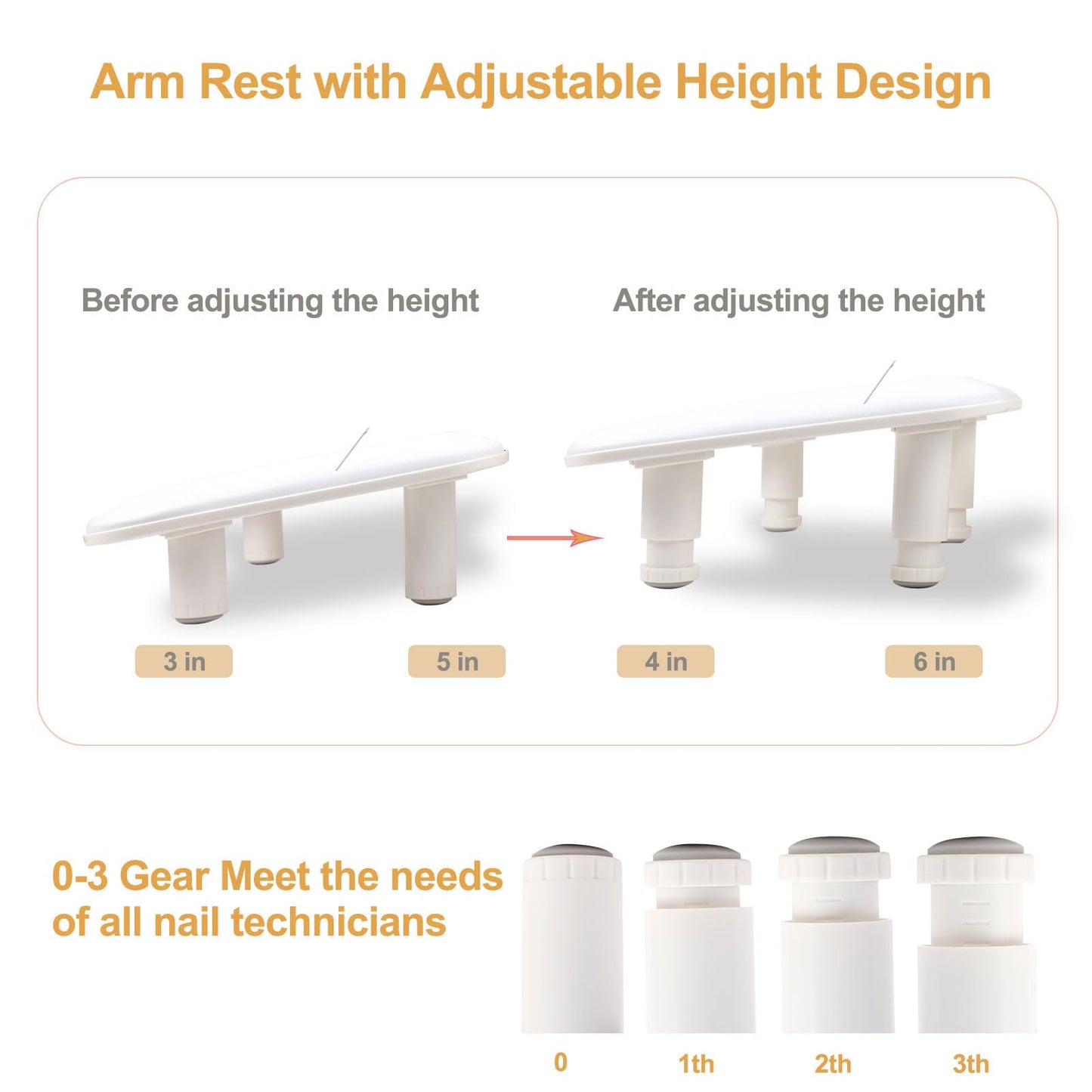 Arm Rest for Nails Tech with a Build-in Phone Holder,U shaped Adjustable Base Manicure Nail Hand Rest Stand Pillow Cushion (White)