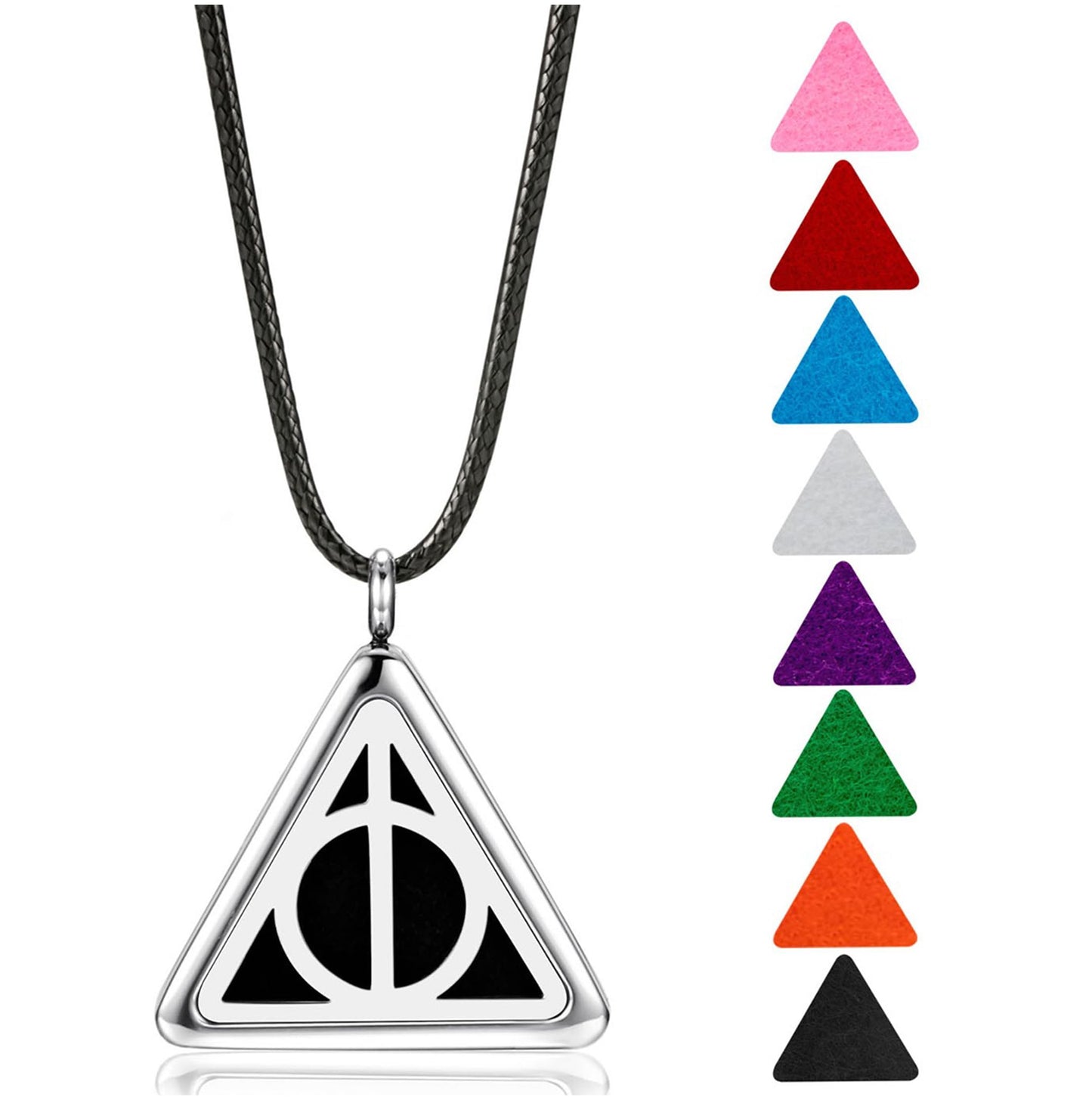 Wild Essentials Potter Hallows Necklace Aromatherapy Diffuser Pendant, 24" Black Rope, 8 Color Refill Pads