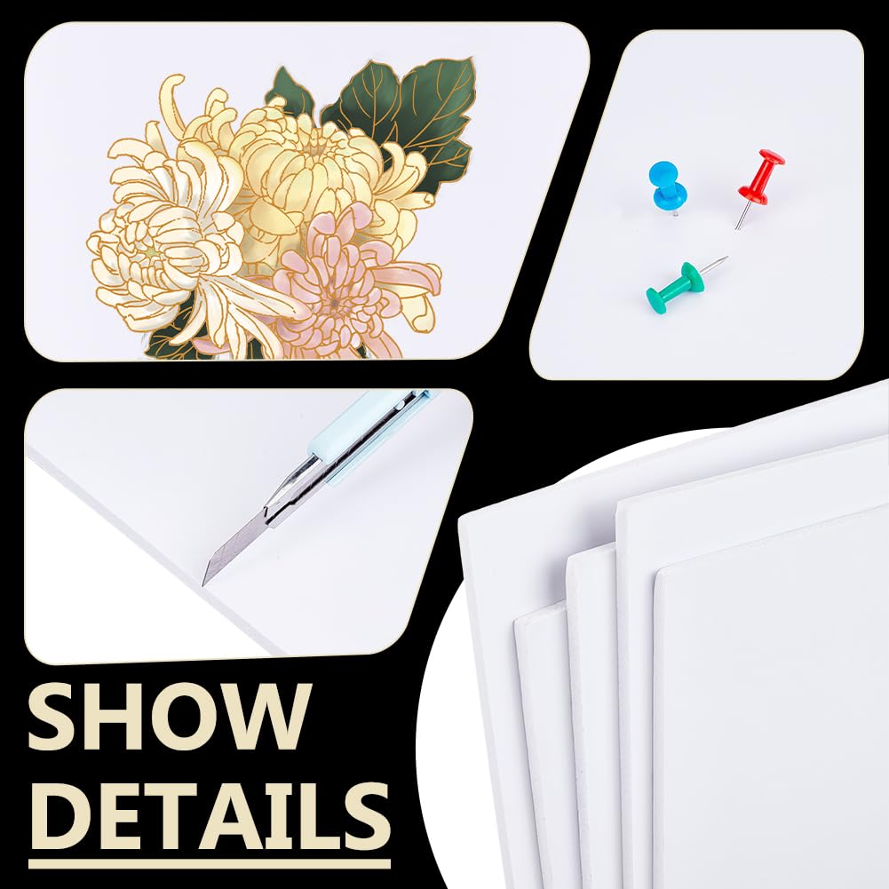 BENECREAT 5Pcs 1/4 Inch White Foam Boards, 12x8 Inch Rectangle PVC Foam Sheet Poster Board for Mounting, Crafts, Art, Display, Presentation and Projects