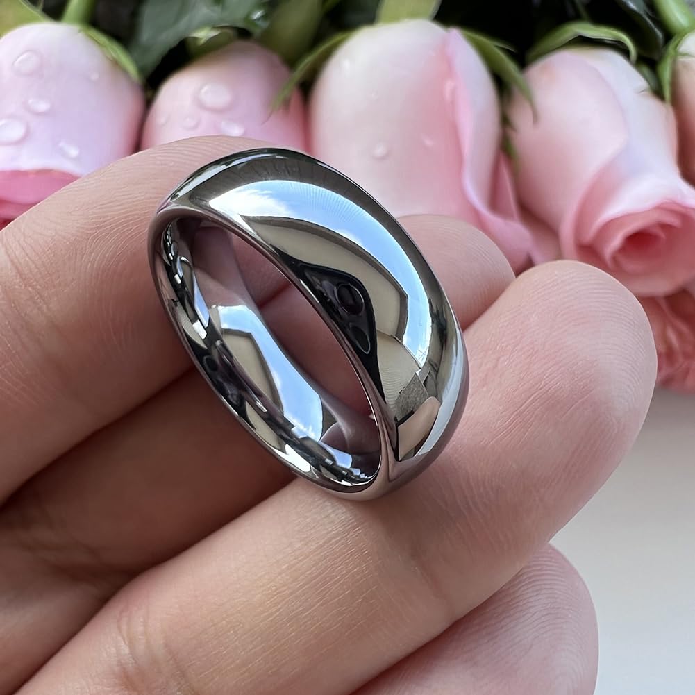 TUTISS 7mm Tungsten Carbide Rings for Men Women Engagement Wedding Bands Domed Polished Shiny Comfort Fit Size 9