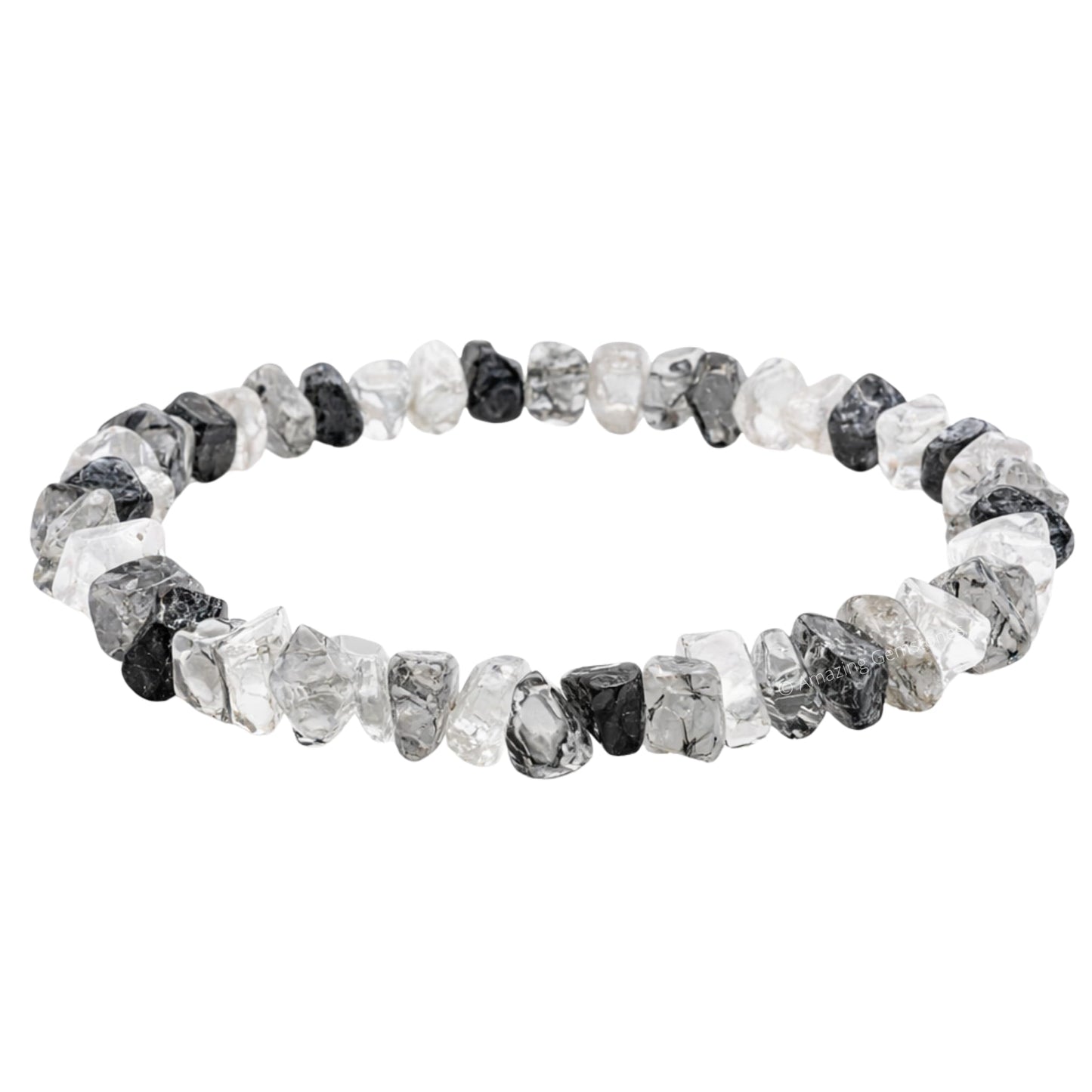 Amazing Gemstone Chips Bracelet (Black Rutilated Quartz)