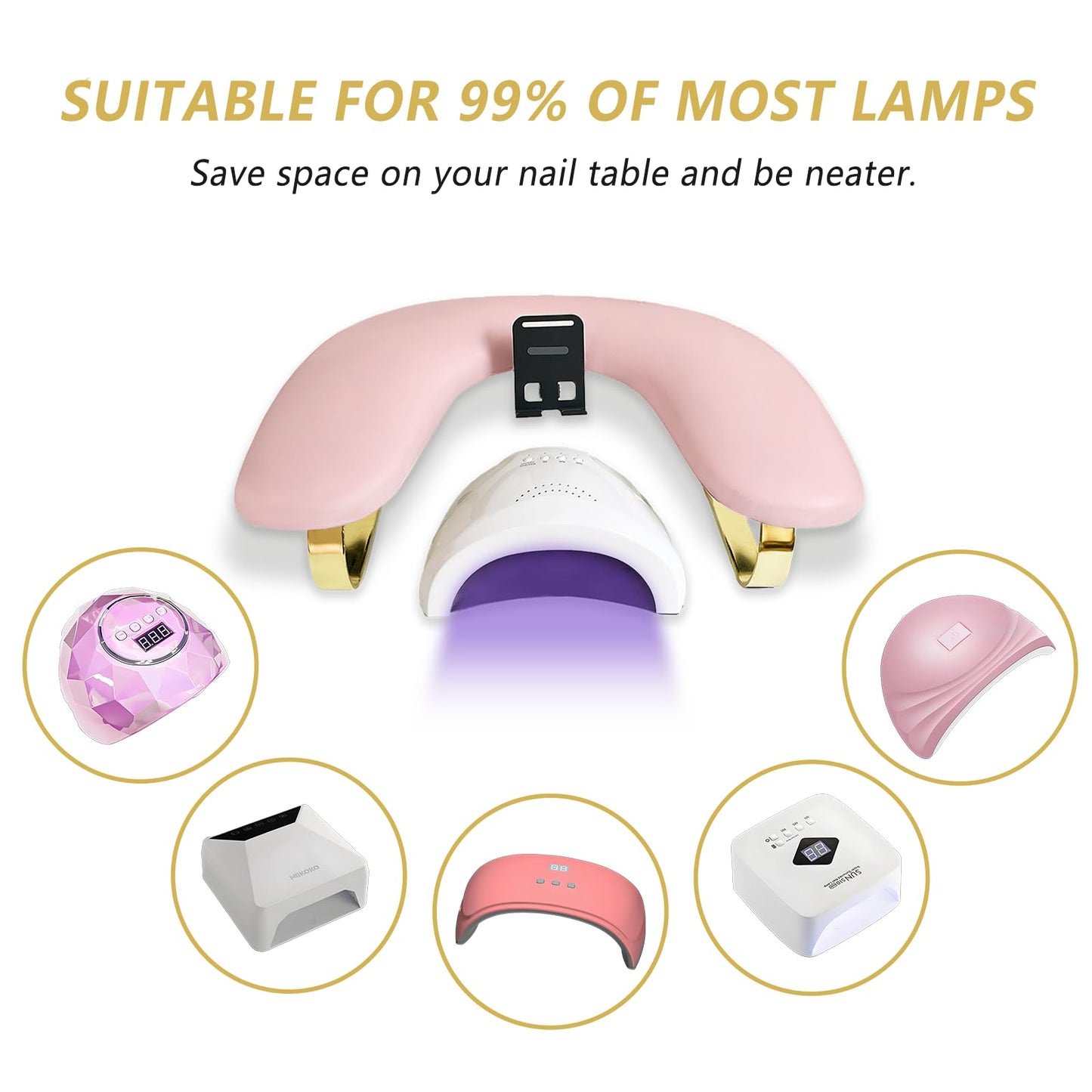 Rotating Phone Holder Nail Arm Rest, PU Leather U-Shaped Hand Stand for Nail Technicians & Manicure Use (pink)