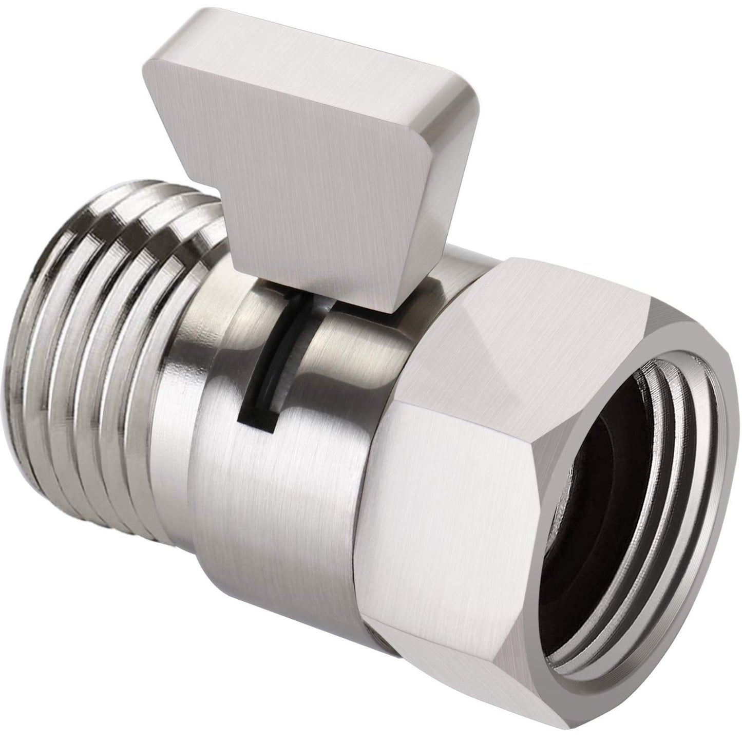 Tenfe Water Flow Control Valve, Brushed Nickel Shut Off Valve for Hand shower Adjustable Water Pressure Turn off Valve, Brass G1/2 Standard Connection