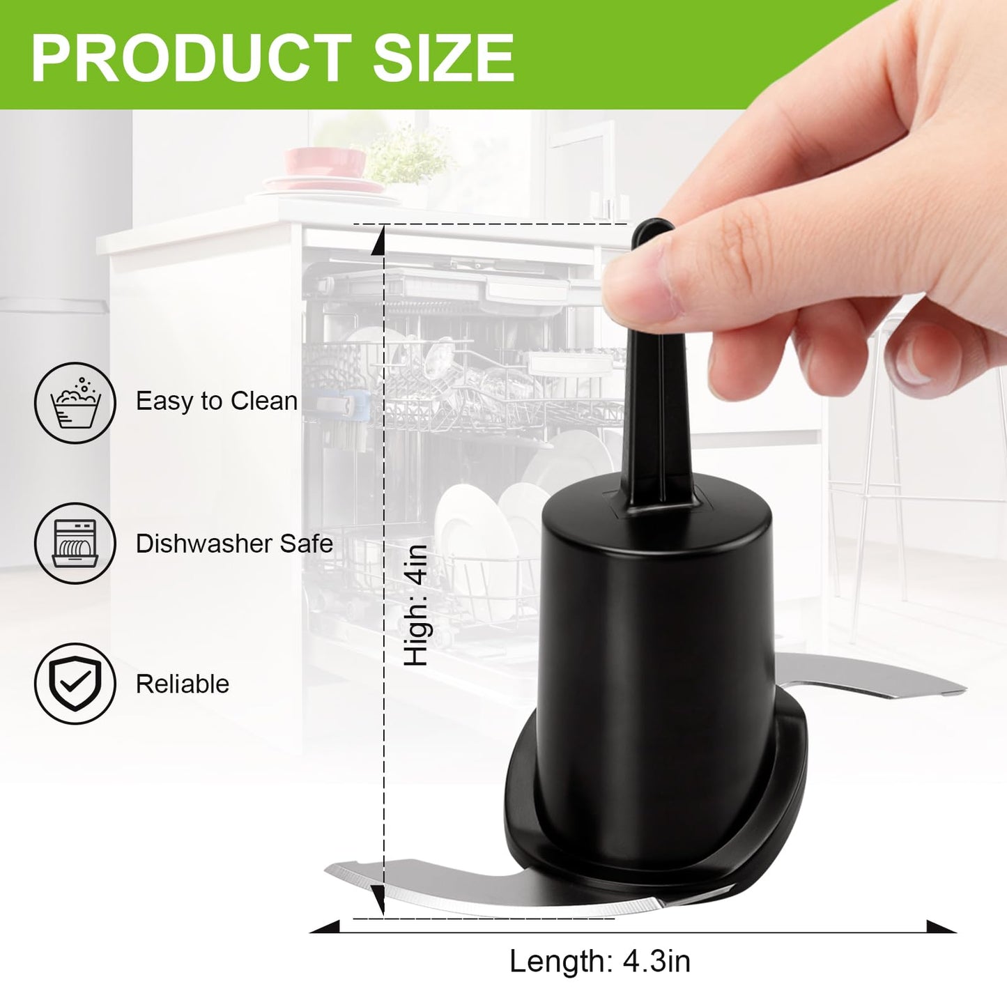 DLC-2ACBN Chopping Blade Fits Cuisinart Mini Prep Plus DLC-2A, Food Processor Blade Compatible with Cuisinart Food Processor Replacement Parts (Black)
