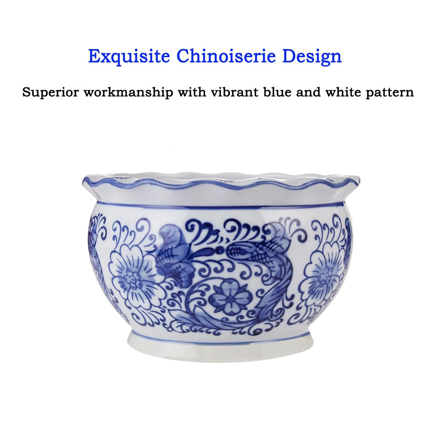 HakkaGirl Blue and White Planters, Succulent Pots Ceramic Plant Pots Indoor with Drainage for Home Décor - Set of 3
