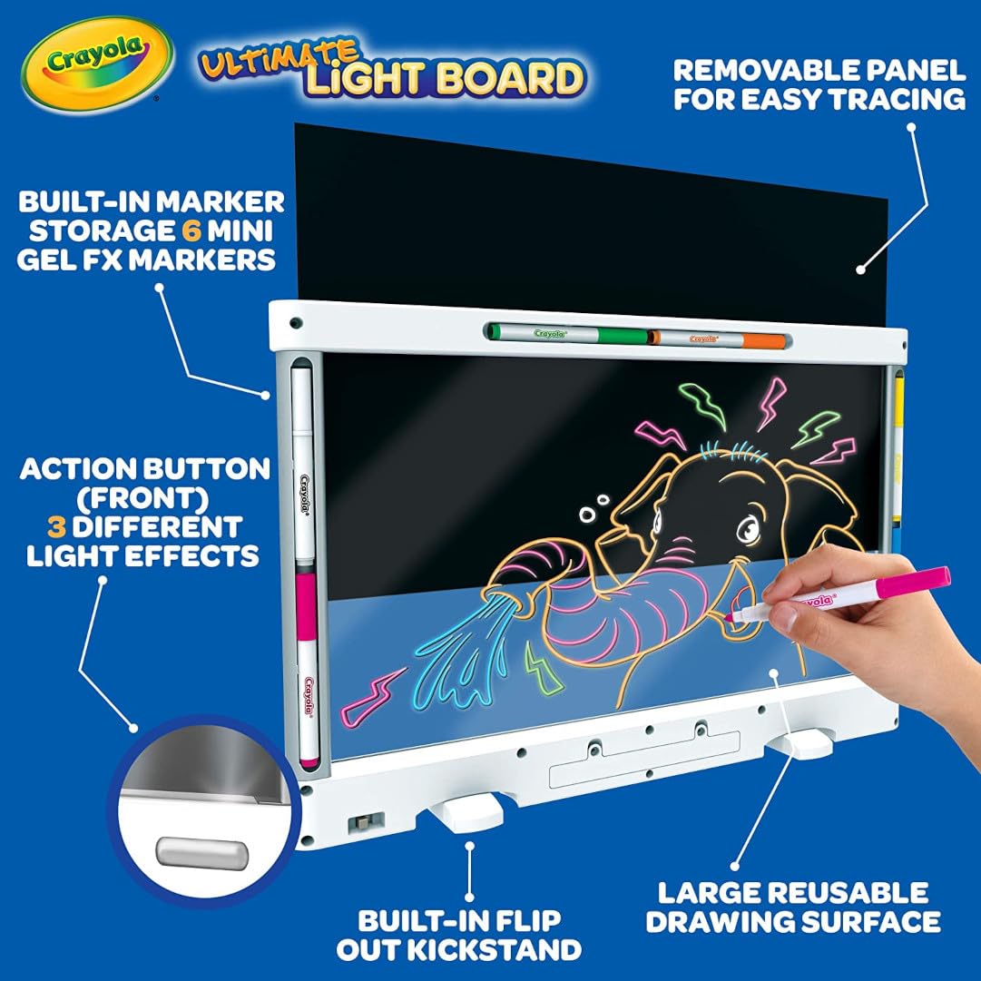 Crayola Ultimate Light Board - White, Kids Drawing Tablet, Gifts for Kids, LED Drawing Board, Sketching Art Projector, Toys for Boys & Girls, 6+
