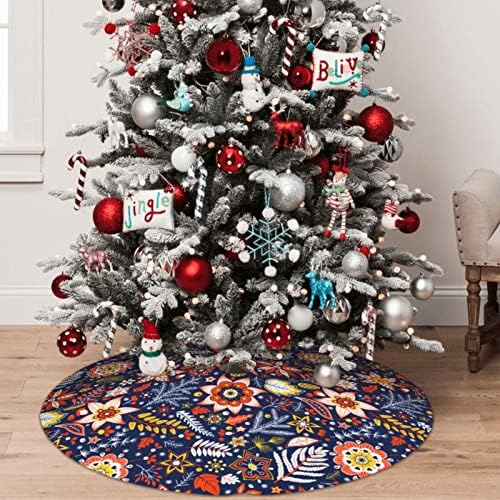 Vintage Christmas Flowers Christmas Tree Skirt 30 Inches Xmas Tree Mat Holiday Party Supplies Christmas Tree Decorations
