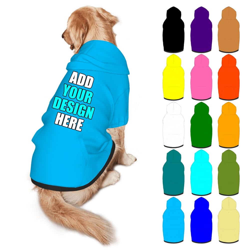 Mynvzrk Personalized Dog Hoodie Customized with Name Photo Pet Warm Sweater Hoodie for Medium Large Dogs & Cat Puppy, Indigo, XXL