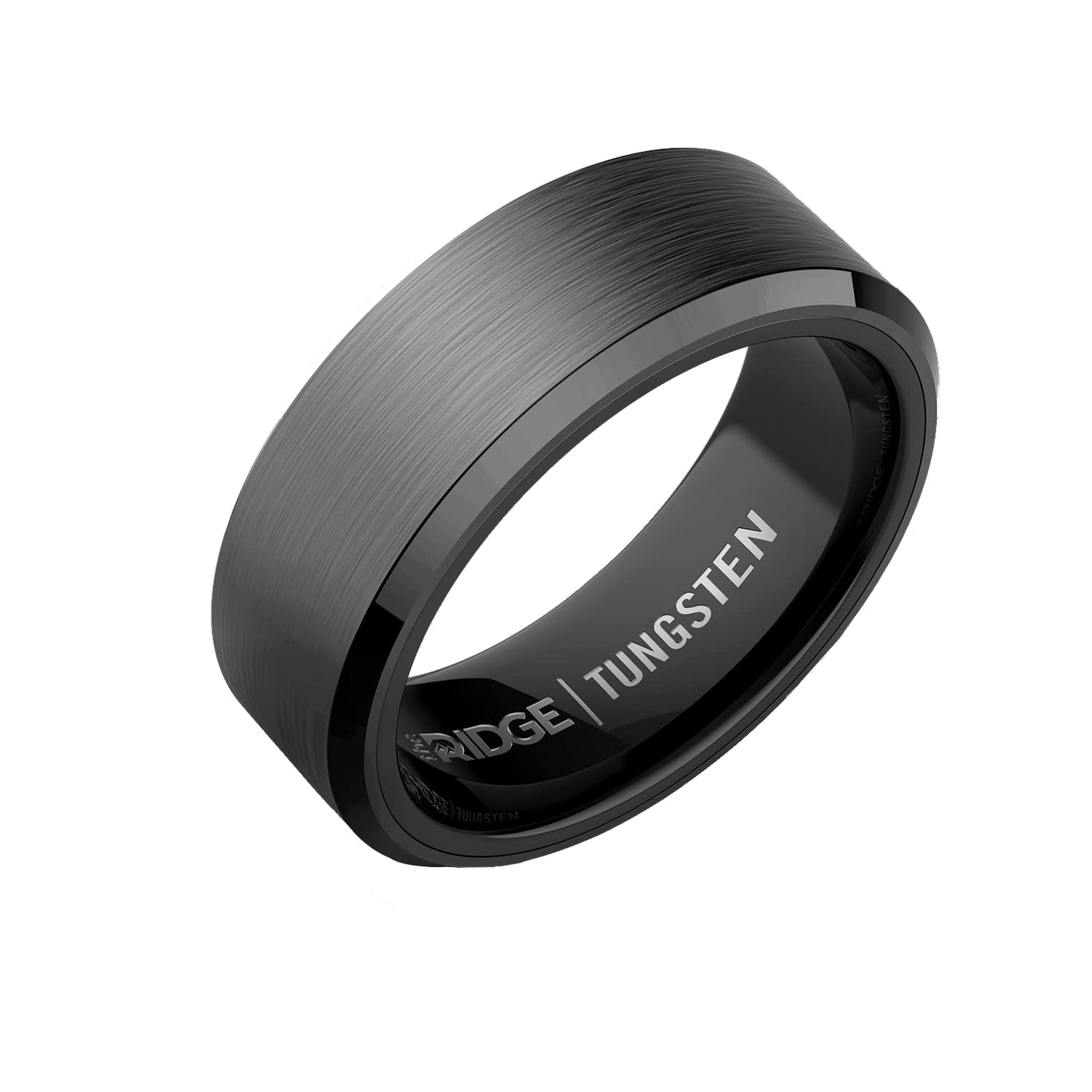 The Ridge Gunmetal Beveled Ring Comfort Fit Wedding Band - 12