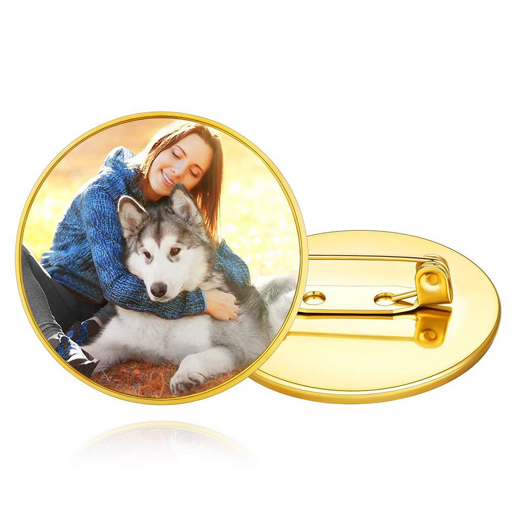Custom4U Personalized Picture Pins Memorial Photo Brooch Pin for Men Boys