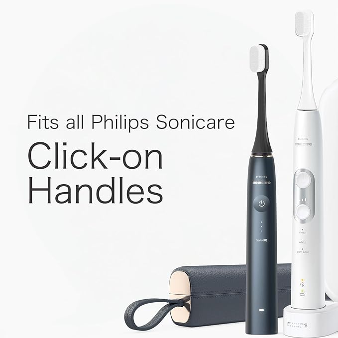 Replacement Toothbrush Heads Compatible with Philips Sonicare Click-On Handles | Ultra-Soft 80μm Bristles for Sensitive Gums, Receding Gums and Delicate Teeth (White, Click-On Handles)