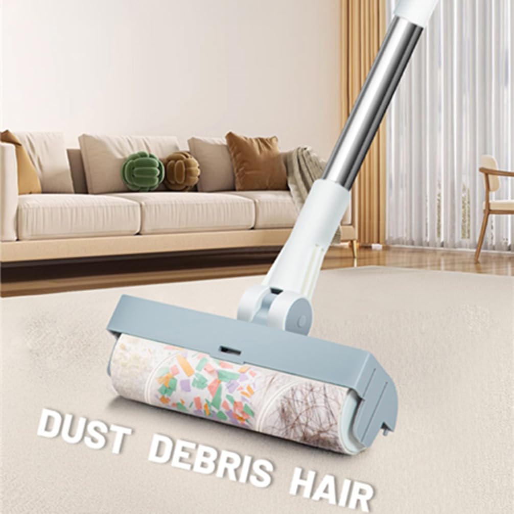 5-in-1 Foldable Cleaning Kit Broom & Dustpan Set with Interchangeable Lint Roller & Wire Brush, Window Squeegee, Ergonomic Handle, Daily Home Cleaning for Small Flats, Salons & Offices