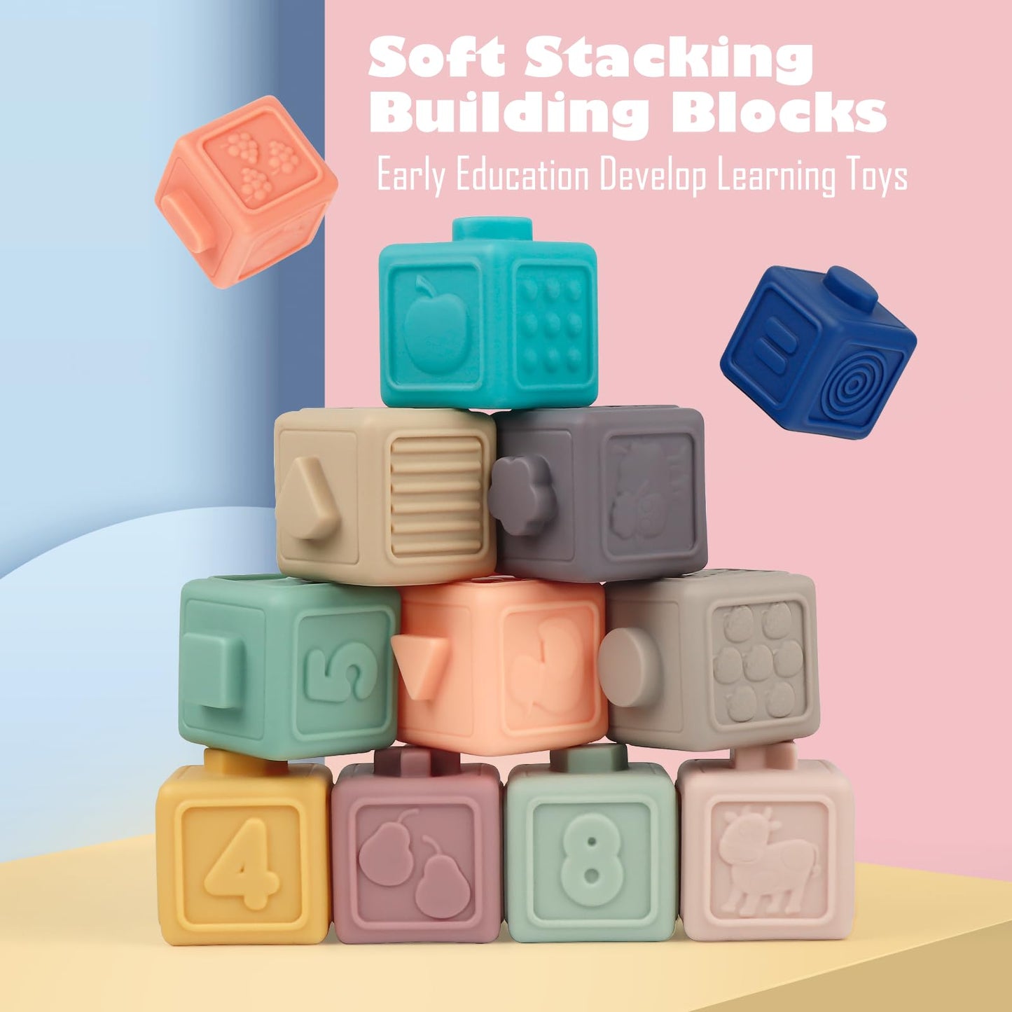 Weilim Montessori Toys Soft Stacking Building Blocks Rings Balls Sets 3 in 1 Baby Toys Bundle for Babies Sensory for Toddlers Teething Bath for Infants Learning Education Toy
