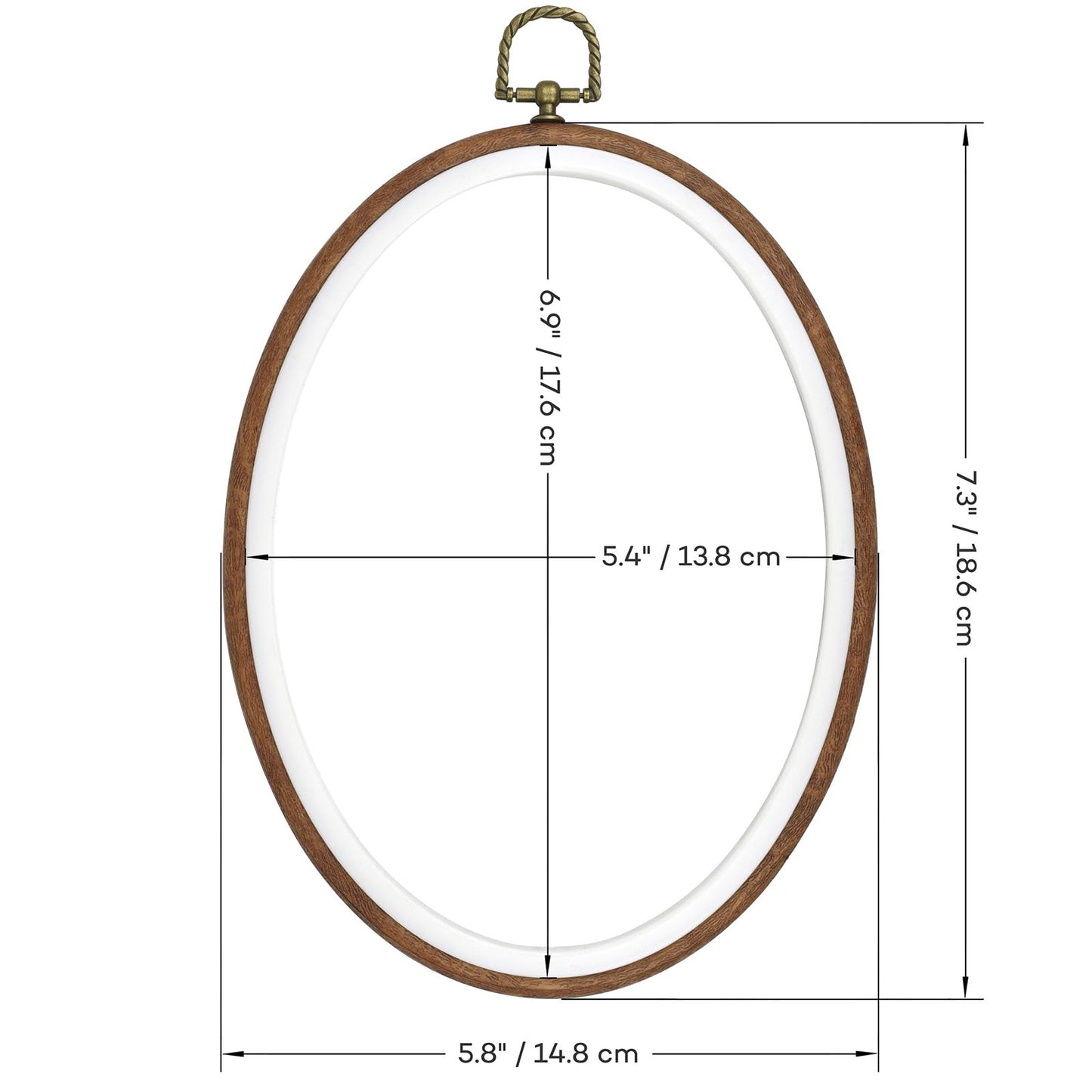 Celley Embroidery Hoops, Oval Wood-Look, 3 Pcs (Wood-Look, 7.3 X 5.8 Inches)