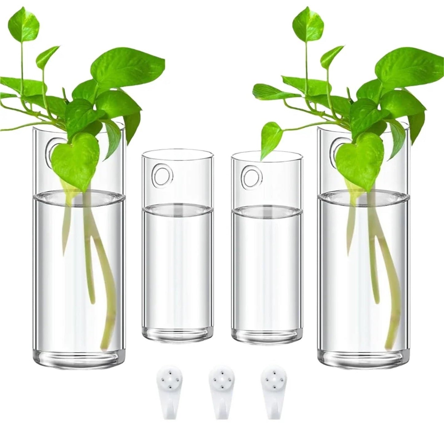 Glass Vase Vase 3Pack Wall Hanging Glass Planters Plant Terrarium Plants Holders Air with Plastic Invisible Traceless Hangers(3Pcs Small)
