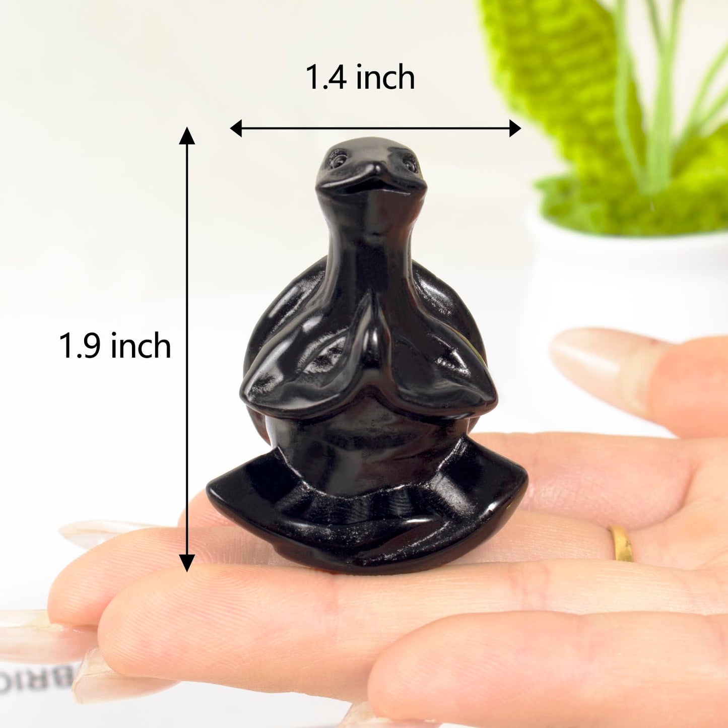 QLRSUXN Obsidian Sea Turtle Meditation Crystal Yoga Sculpture,Hand Carved Healing Figurine Spiritual Decor Chakra Balancing Gift,Zen Statue for Home Office Decorations