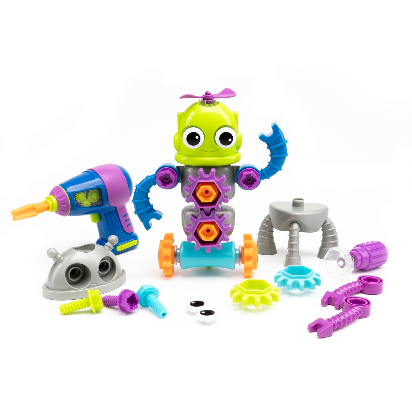 Educational Insights Design & Drill Robot Workshop - Construction Toys & Tools for Kids, Robot Toy Building Sets, Kids' Tool Set with Real Electric Drill Toy, Take Apart STEM Set, Gifts for Ages 3+