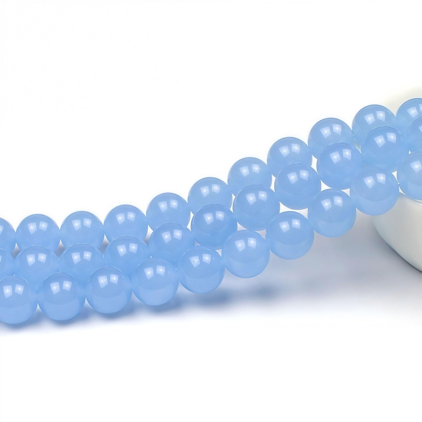 MJDCB Natural Aquamarine Chalcedony Round Loose Beads for Jewelry Making DIY Bracelet Necklace (6mm)